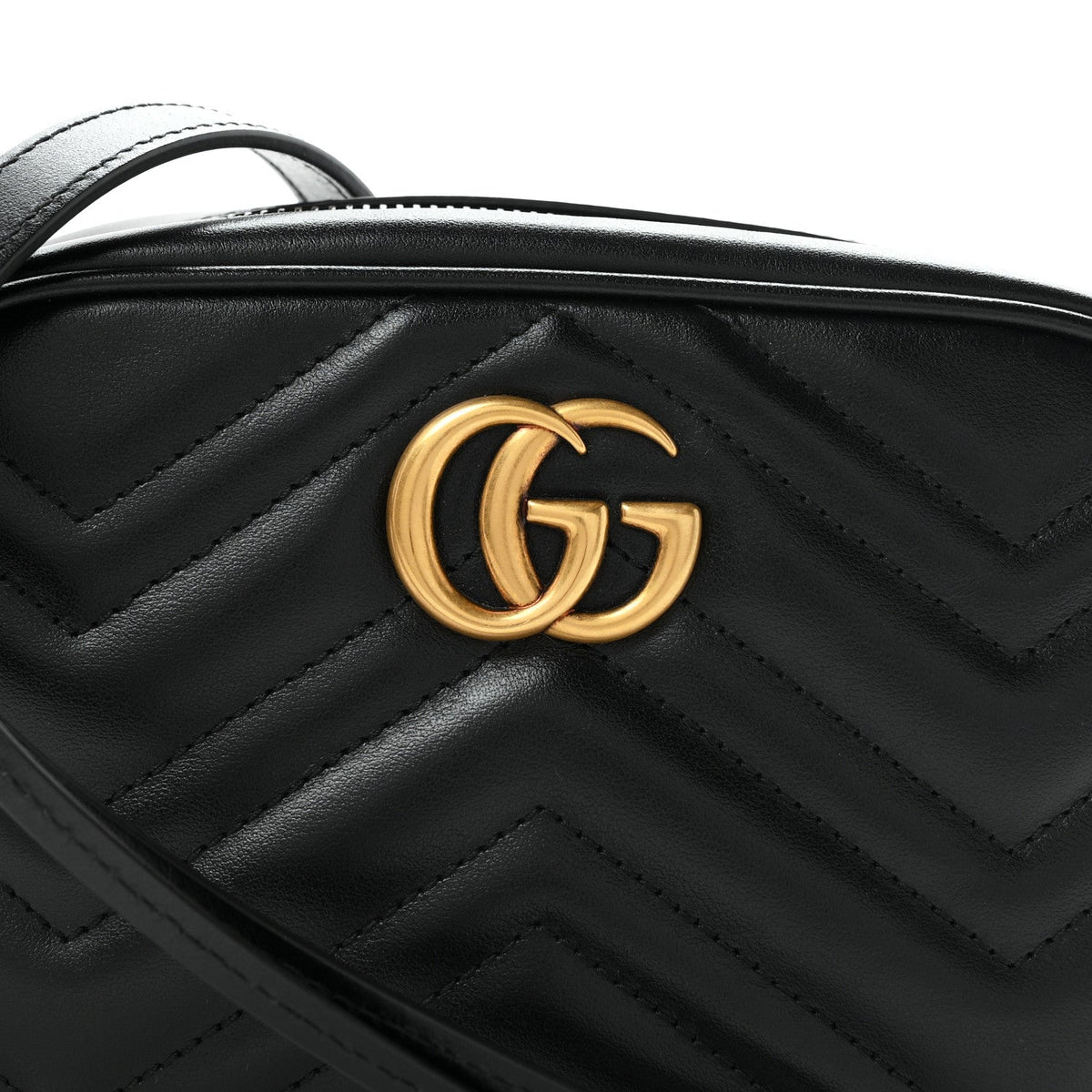 Calfskin Matelasse Mini GG Marmont Chain Shoulder Bag Black