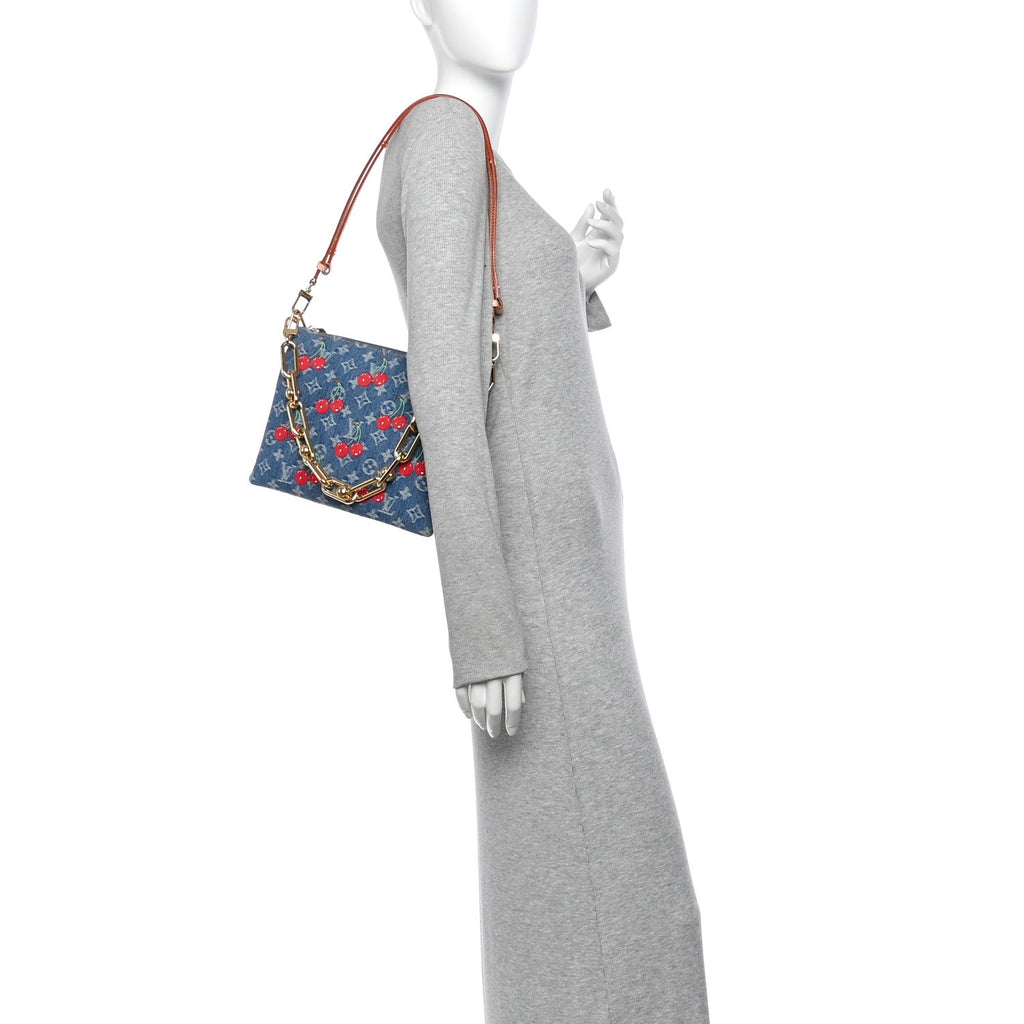 LV X TM Monogram Denim Cerises Coussin PM Blue