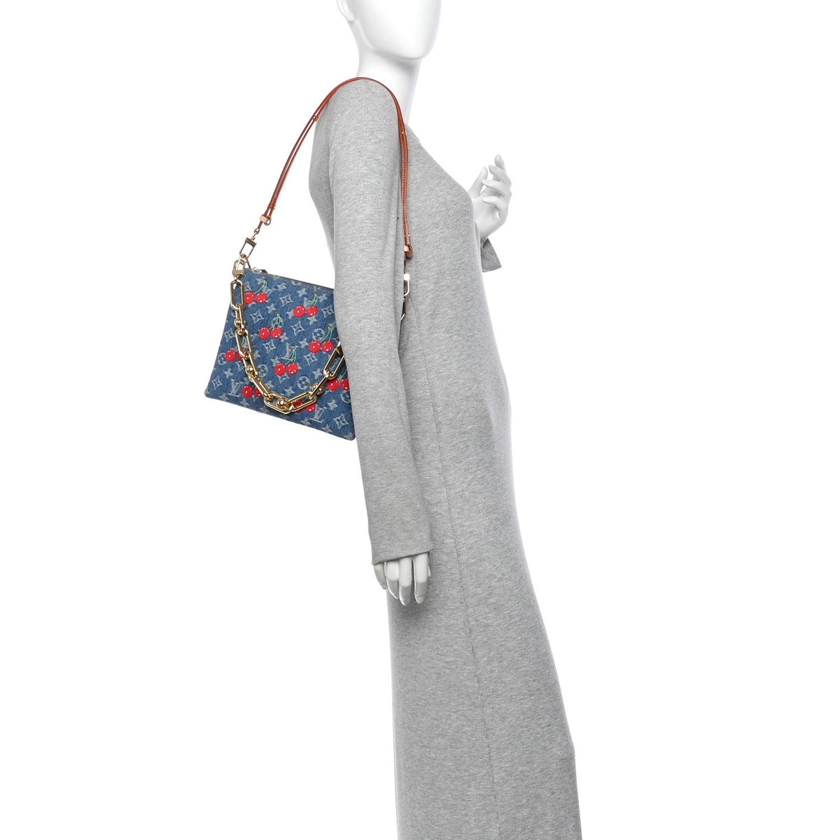 LV X TM Monogram Denim Cerises Coussin PM Blue