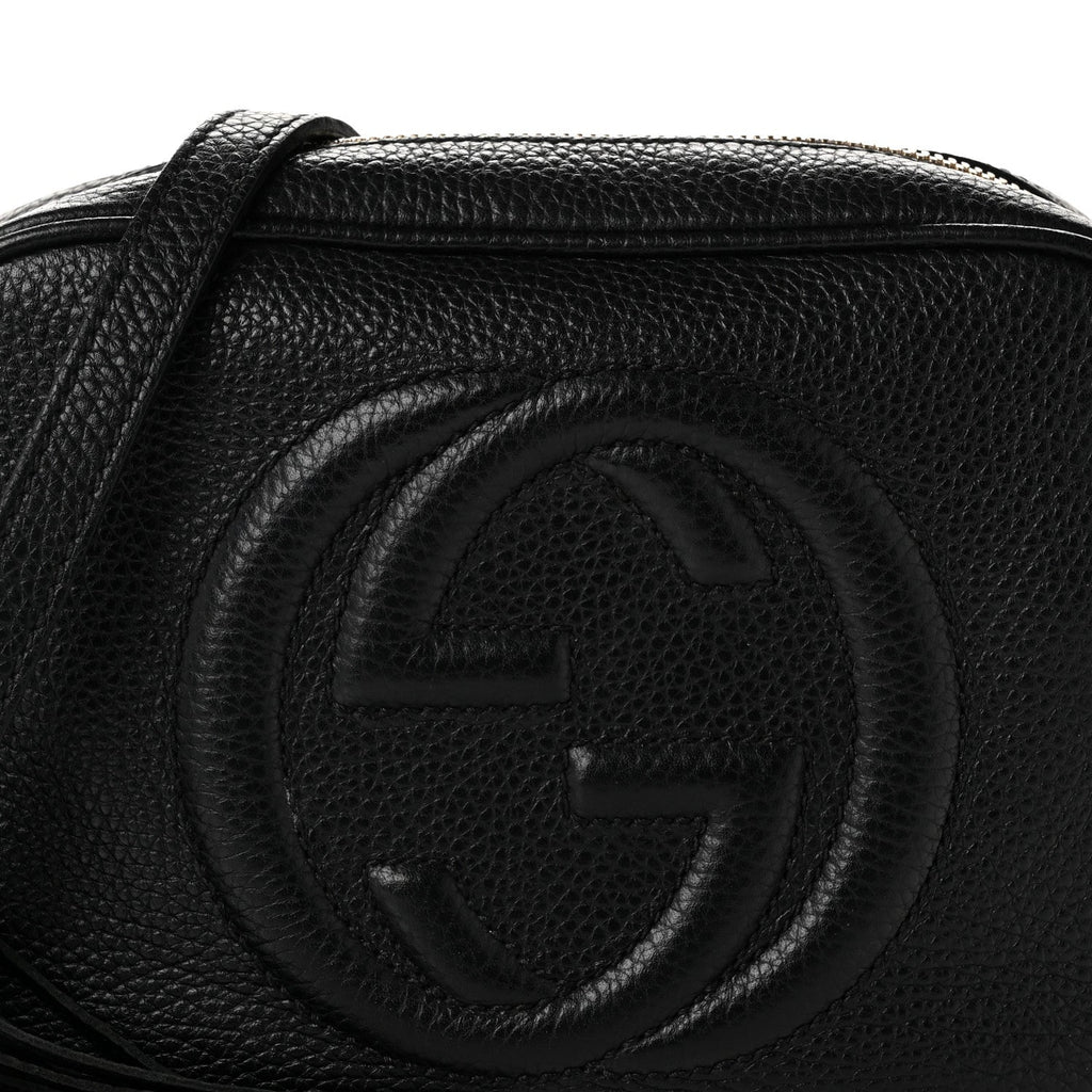 Pebbled Calfskin Small Soho Disco Bag Black