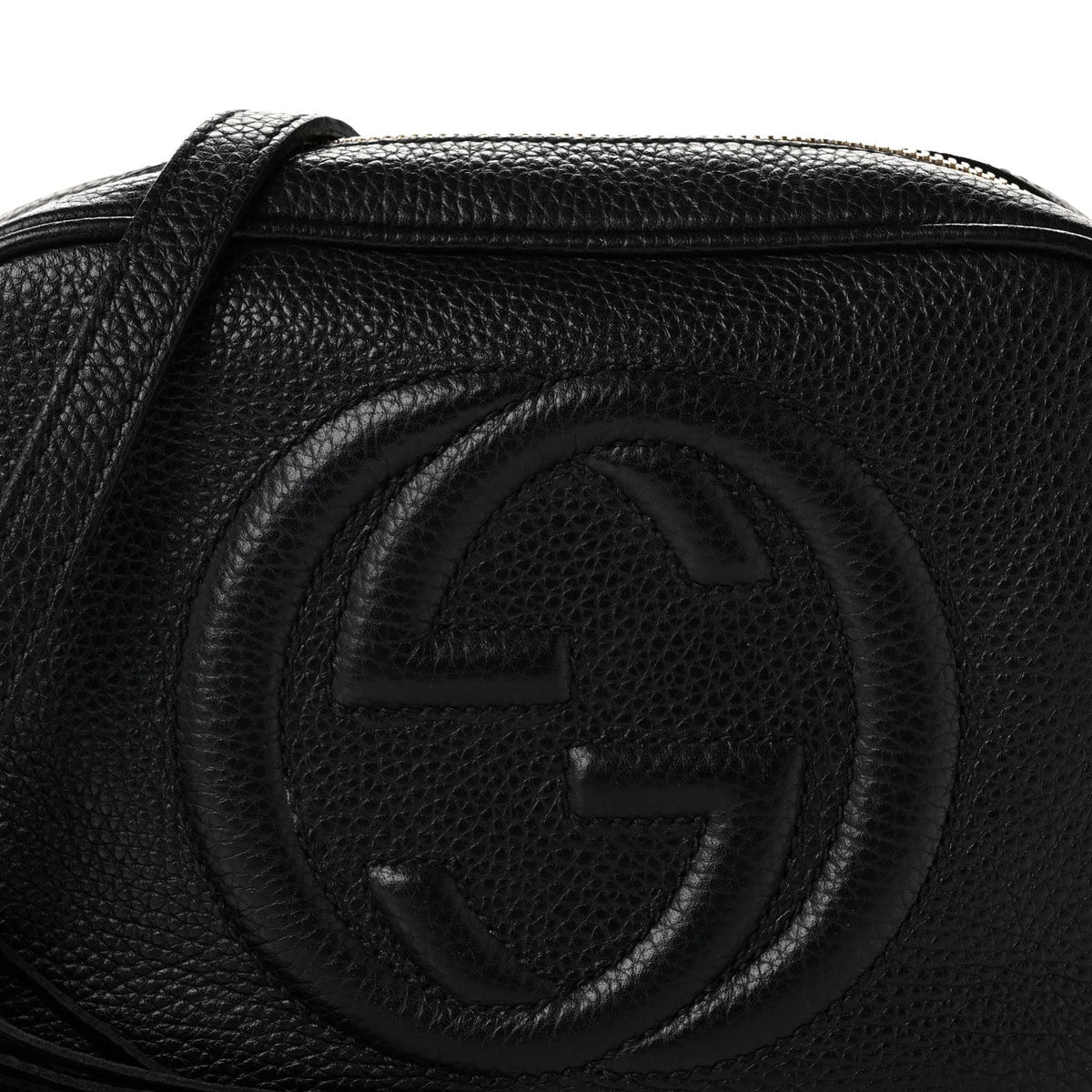 Pebbled Calfskin Small Soho Disco Bag Black
