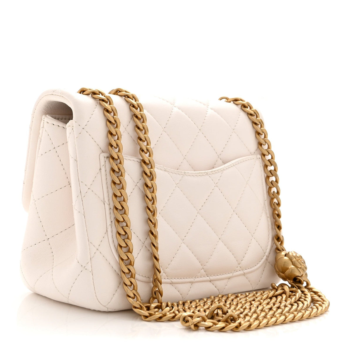 Lambskin Quilted Mini Sweet Camellia Flap White