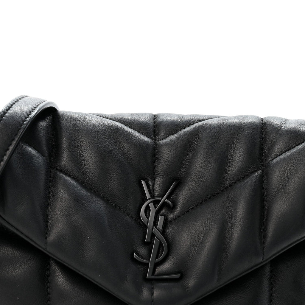 Lambskin Quilted Toy Loulou Puffer Monogram Monochrome Chain Satchel Black