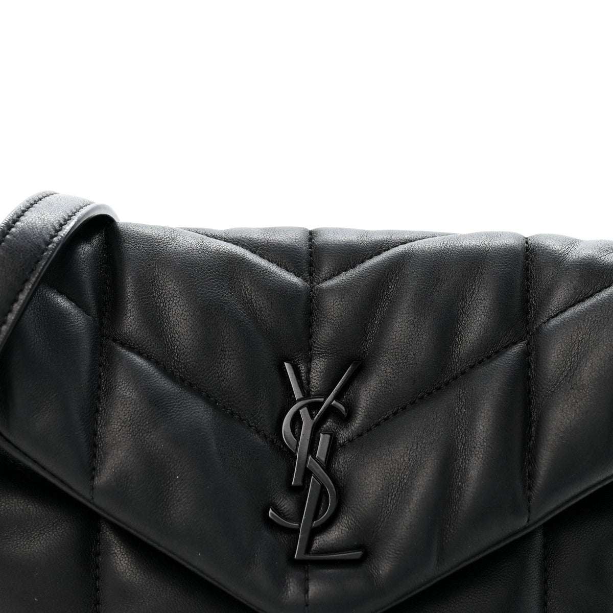 Lambskin Quilted Toy Loulou Puffer Monogram Monochrome Chain Satchel Black