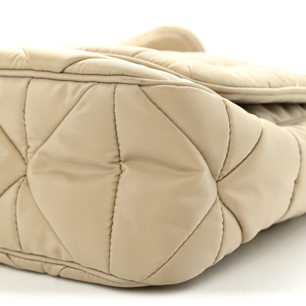 Re-Nylon Quilted Padded Flap Shoulder Bag Deserto