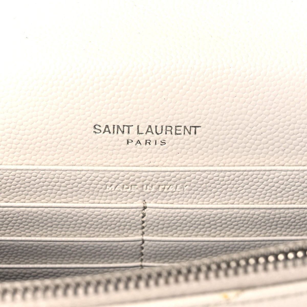 Grain De Poudre Matelasse Chevron Monogram Envelope Chain Wallet Optical White