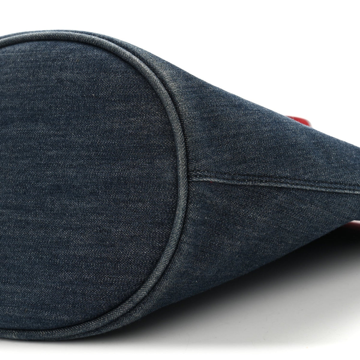Denim Calfskin Logo Shopping Tote Blue Red