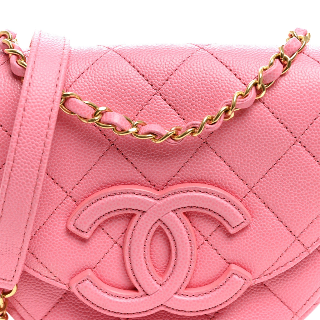 Caviar Quilted Mini Messenger Flap Light Pink