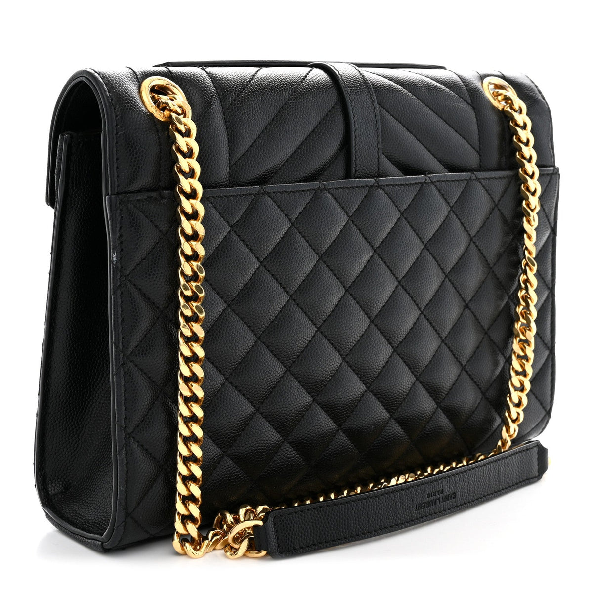 Grain De Poudre Textured Mixed Matelasse Triquilt Medium Monogram Satchel Black
