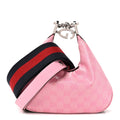 GG Crystal Coated Canvas Monogram Web Small Attache Shoulder Bag Pink