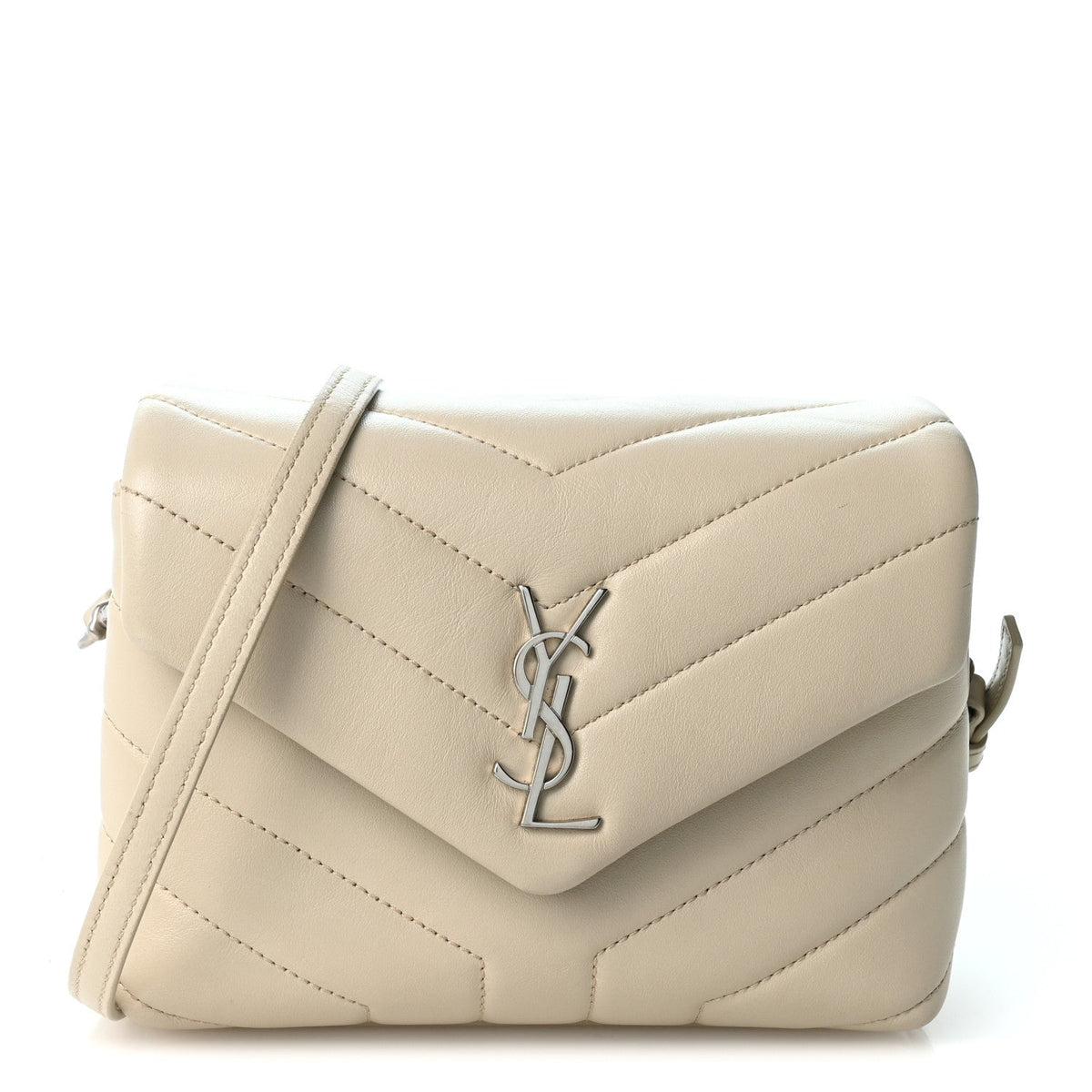 Calfskin Y Quilted Monogram Toy Loulou Crossbody Bag Blanc Vintage