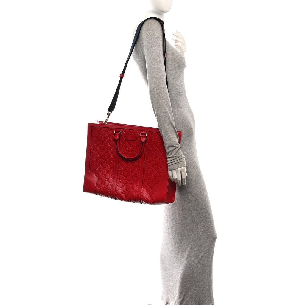 Guccissima Signature Briefcase  Red
