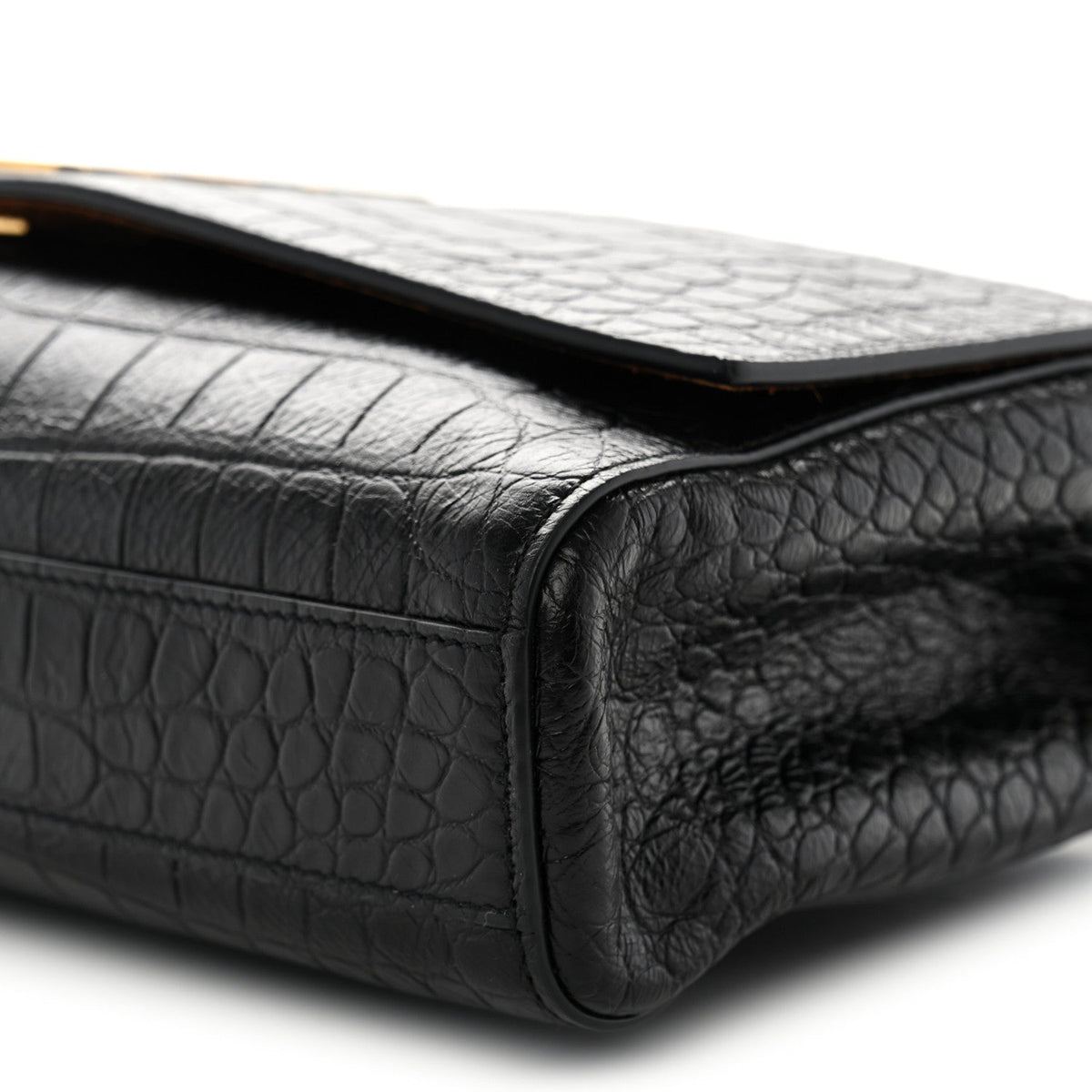 Calfskin Crocodile Embossed Suede Medium Reversible Monogram Kate Satchel Military Taupe