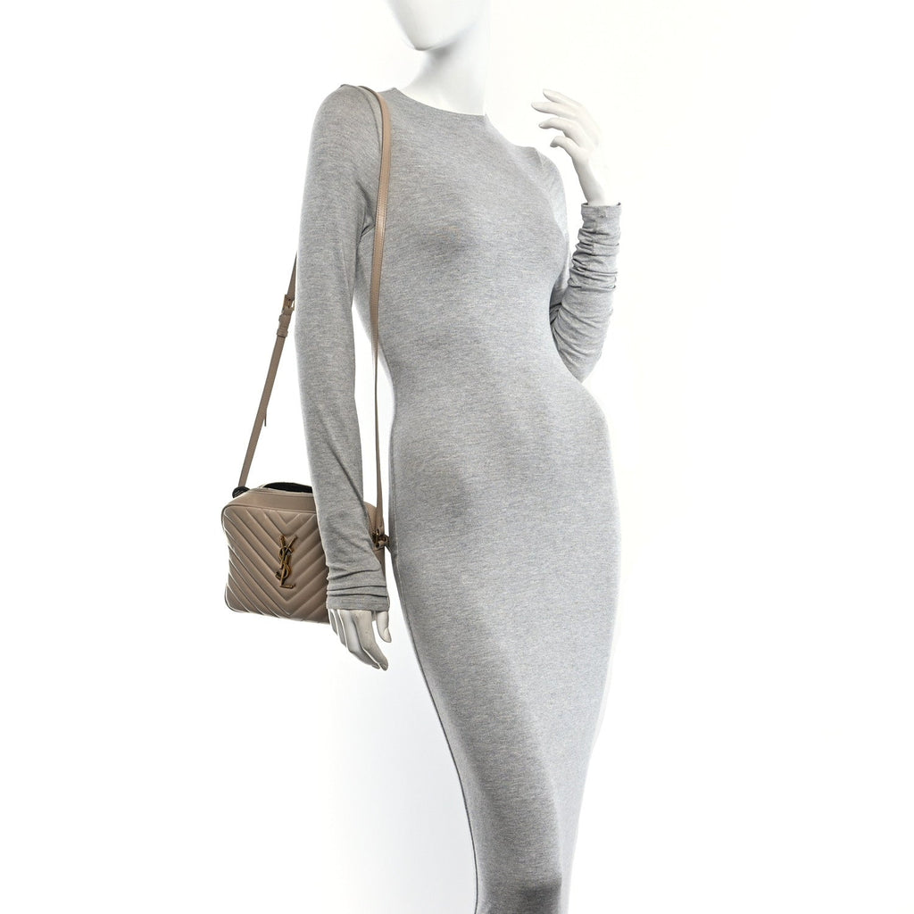 Calfskin Matelasse Monogram Lou Camera Bag Dark Latte