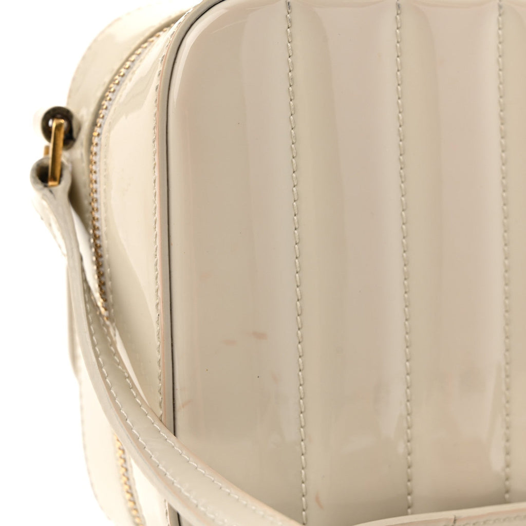 Patent Matelasse Monogram Toy Vicky Camera Bag Off White