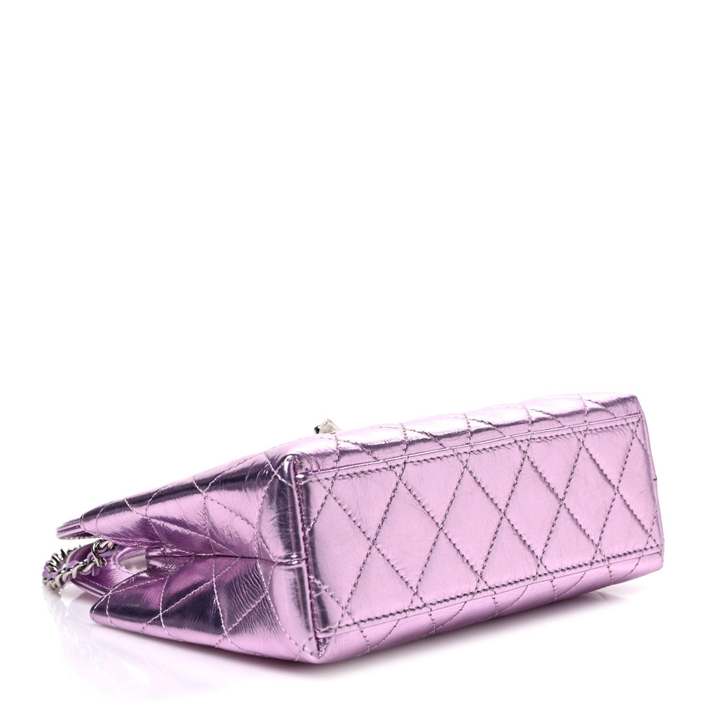 Metallic Aged Calfskin Quilted Nano Kelly Shopper Pink