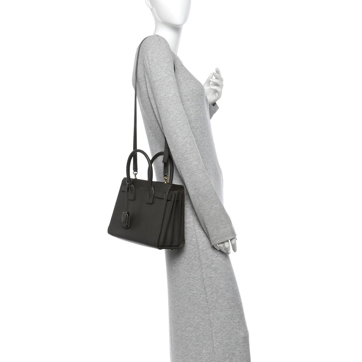 Grained Calfskin Baby Sac De Jour Fog