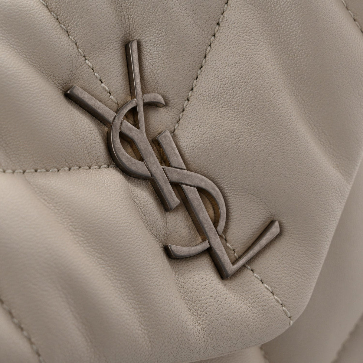 Lambskin Quilted Toy Loulou Puffer Monogram Chain Satchel Crema Soft