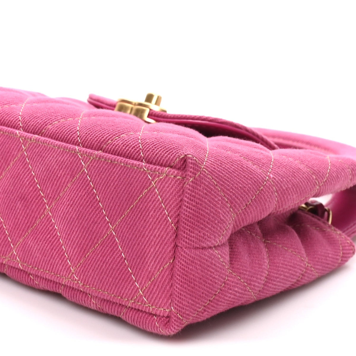 Denim Quilted Nano Kelly Shopper Fuchsia