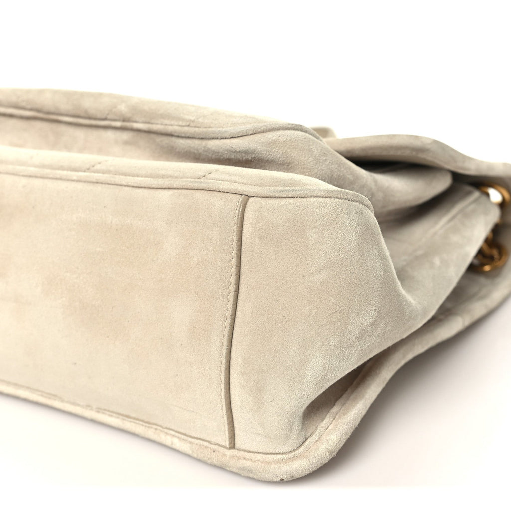 Suede Monogram Medium Niki Chain Satchel Light Beige