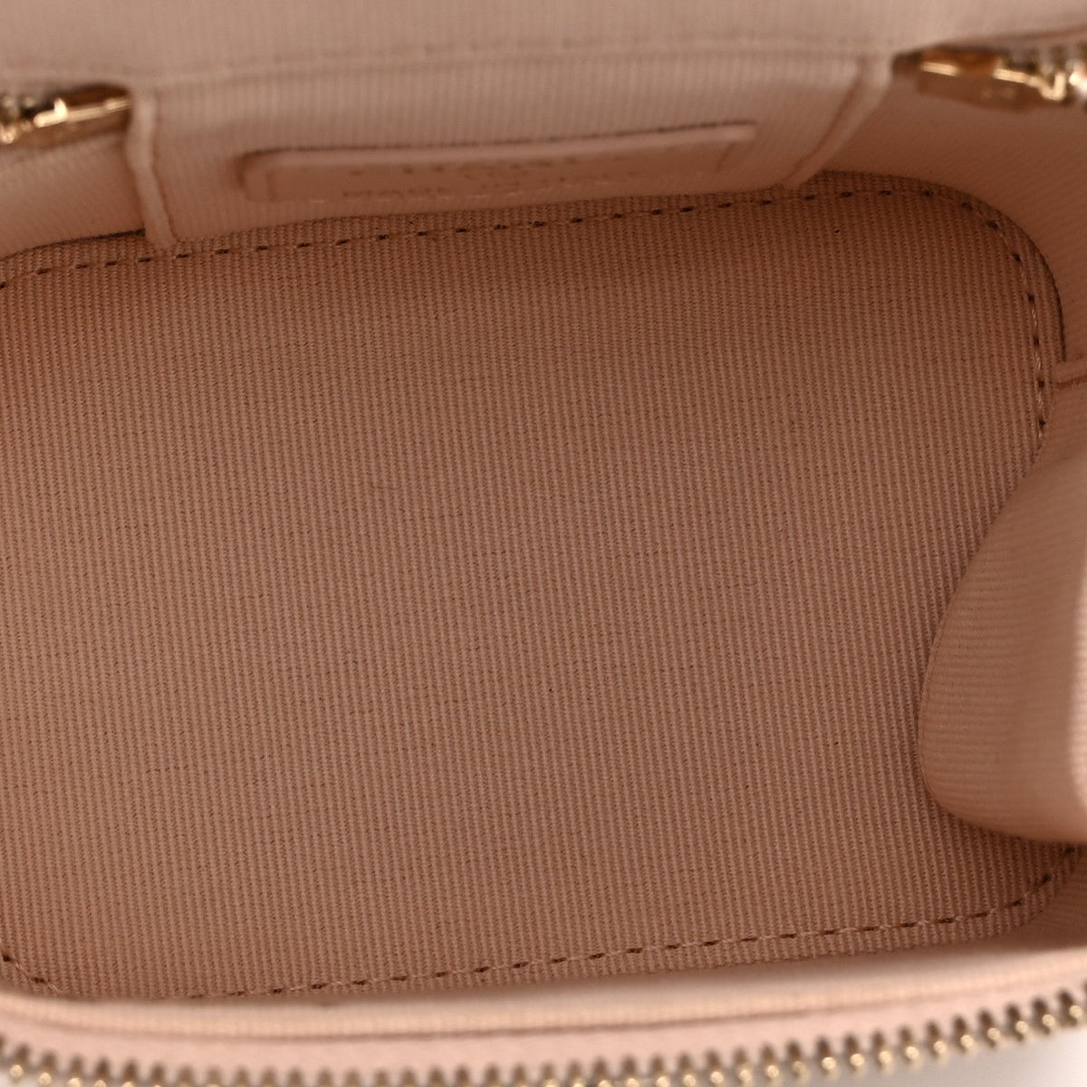 Caviar Quilted Mini Vanity Case With Chain Light Beige