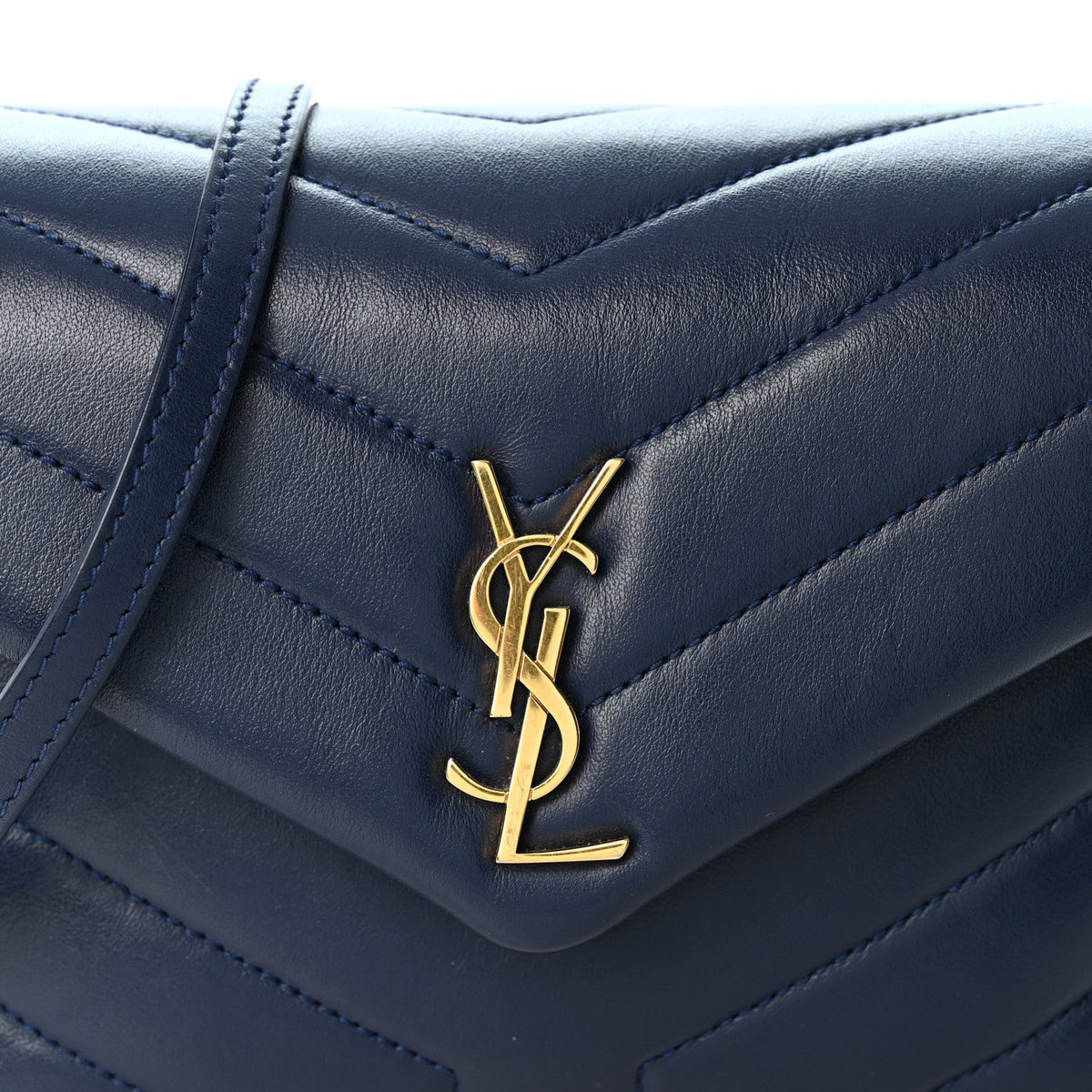 Calfskin Y Quilted Monogram Toy Loulou Crossbody Bag Blue Charron