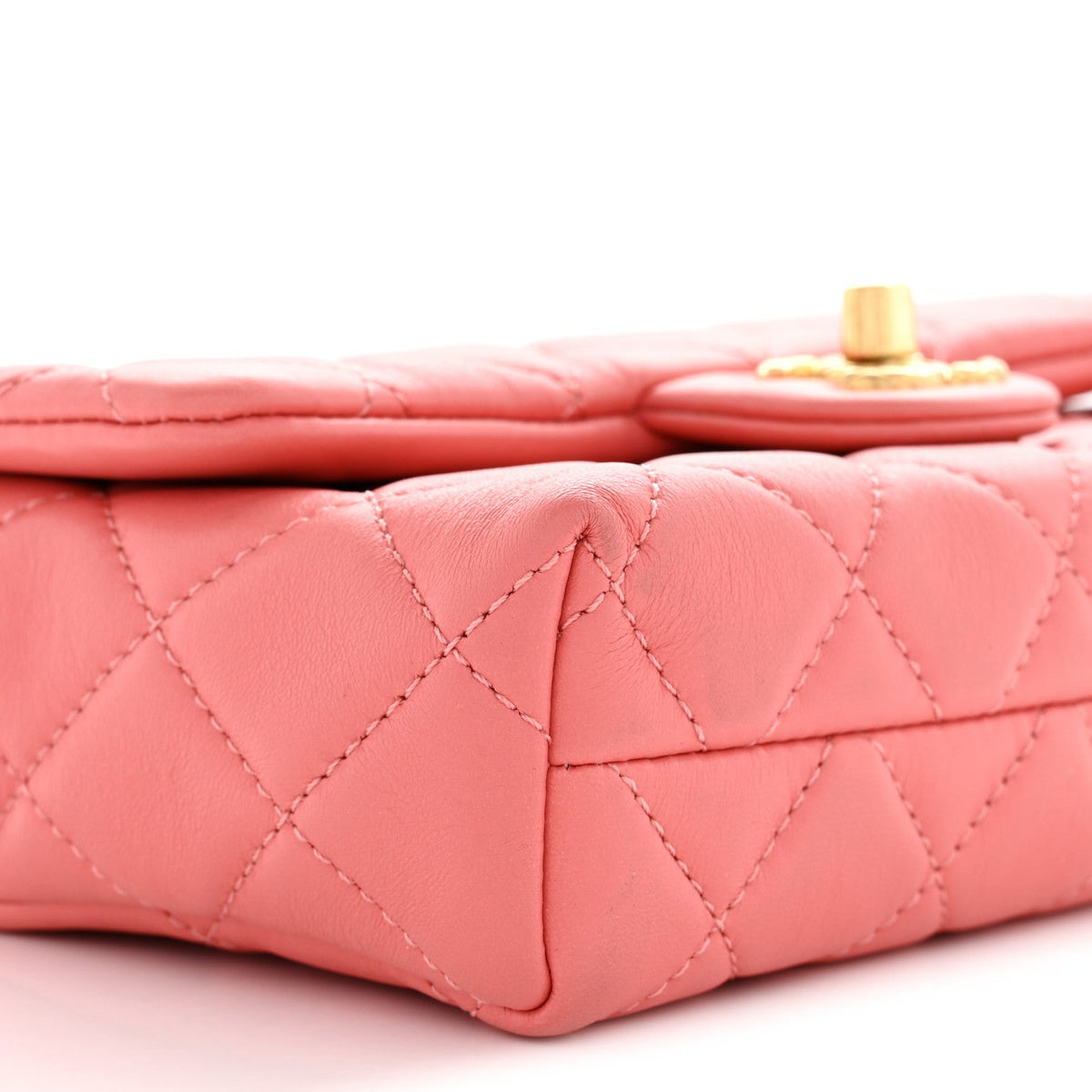 Lambskin Quilted Mini Quilted Handle Crush Flap  Pink