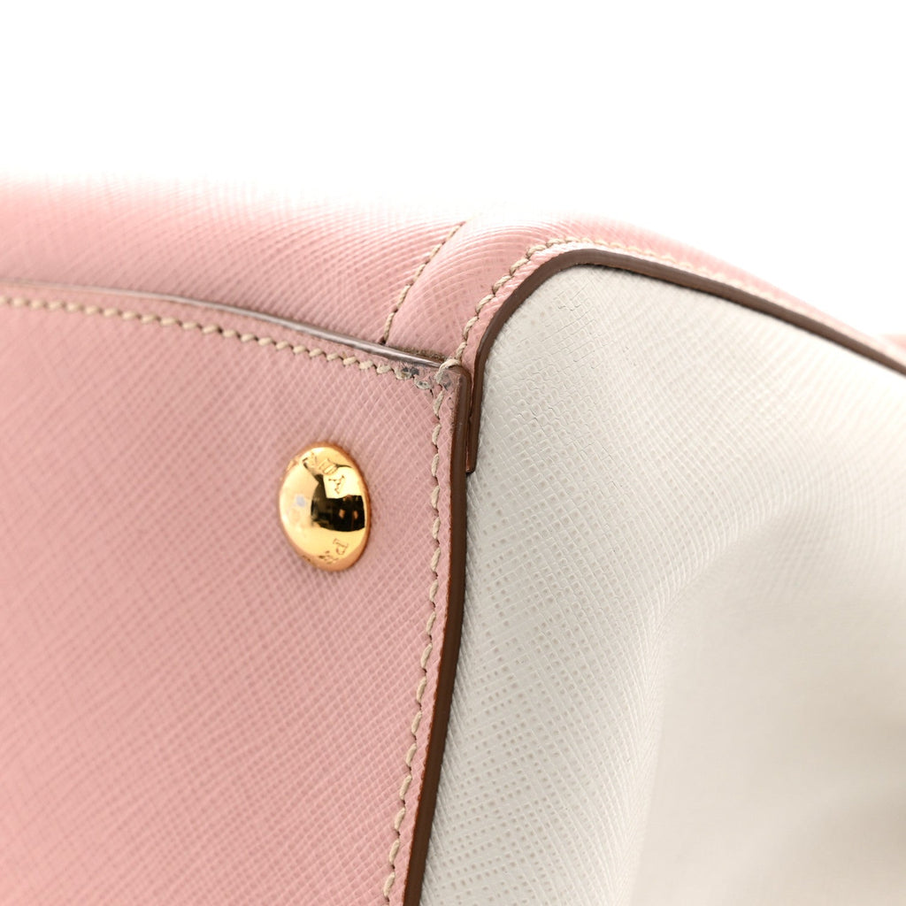 Saffiano Lux Medium Bi-Color Tote Orchidea Talco