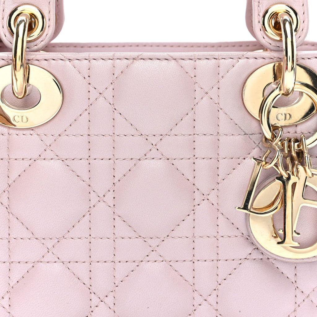 Lambskin Cannage Mini Lady Dior Powder Pink