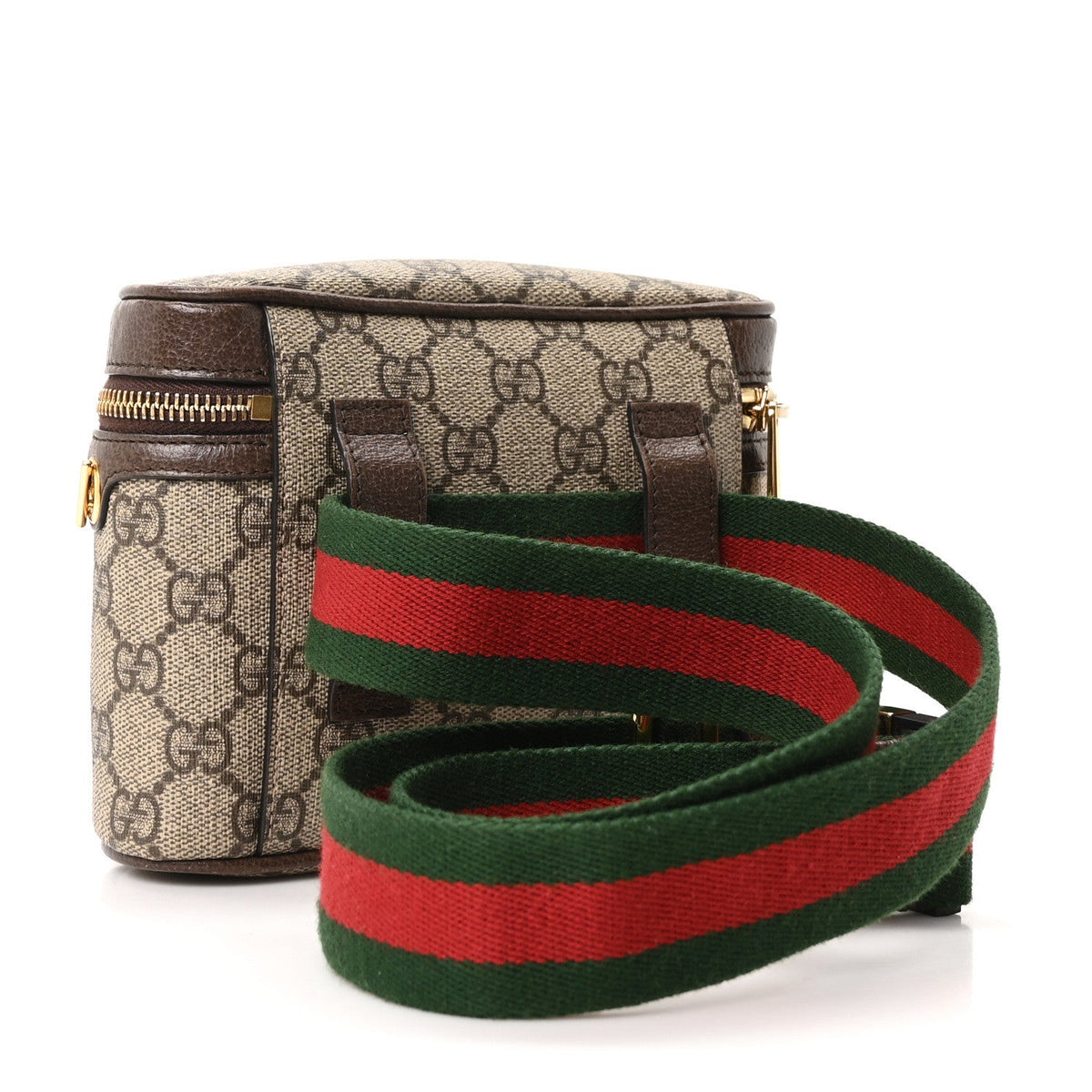 GG Supreme Monogram Textured Dollar Calfskin Web Ophidia Belt Bag 110 44 Beige Ebony New Acero