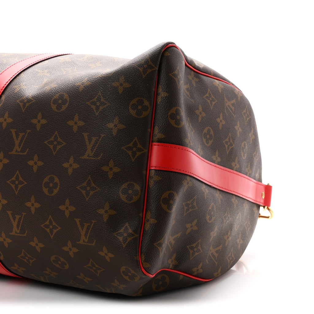 Calfskin Monogram Keepall Bandouliere 50 Coquelicot