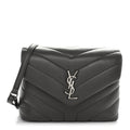 Calfskin Y Quilted Monogram Toy Loulou Crossbody Bag Grey Kaki