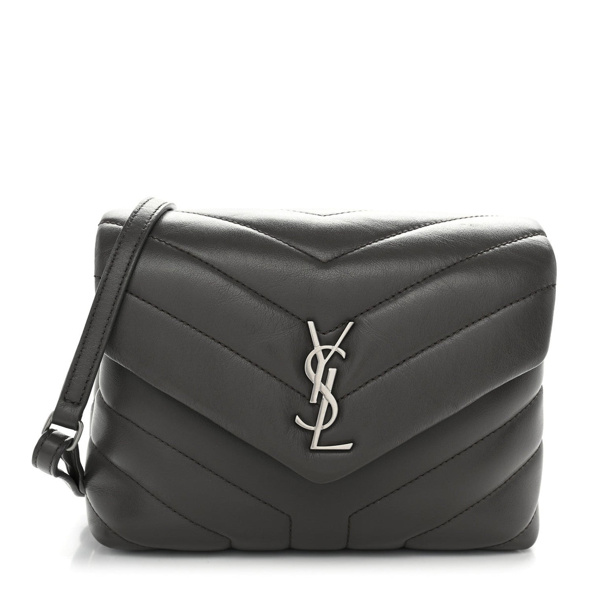 Calfskin Y Quilted Monogram Toy Loulou Crossbody Bag Grey Kaki