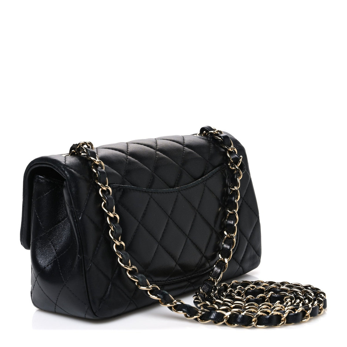 Lambskin Quilted Mini Rectangular Flap Black