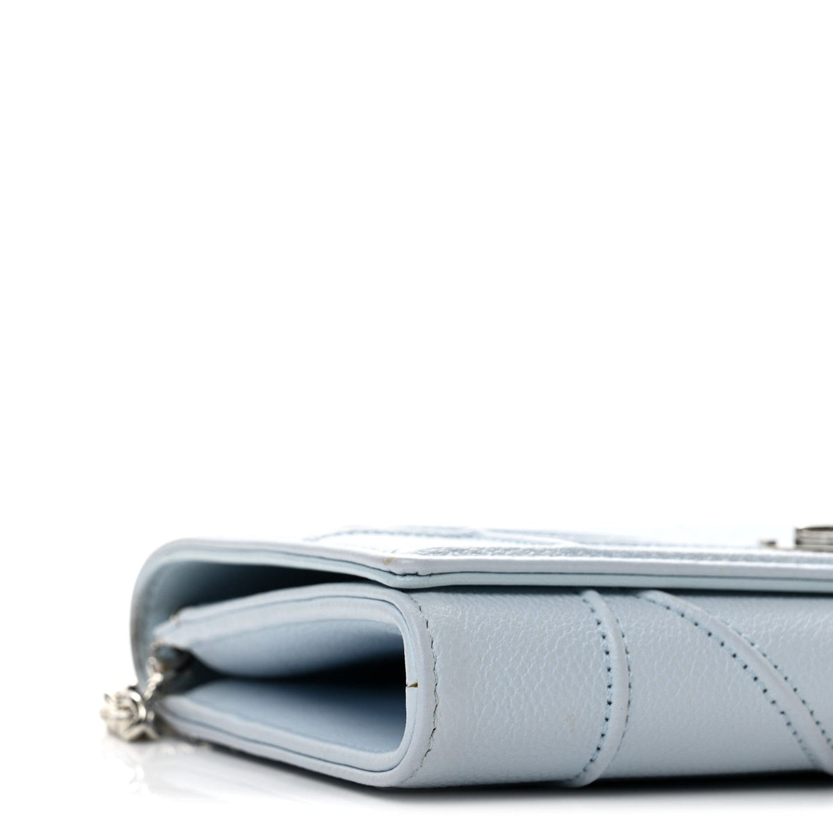 Grained Calfskin Diorama Croisiere Chain Wallet Light Blue
