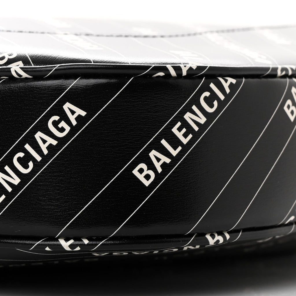 X BALENCIAGA Calfskin Logo Print Medium Jackie 1961 Hobo Black