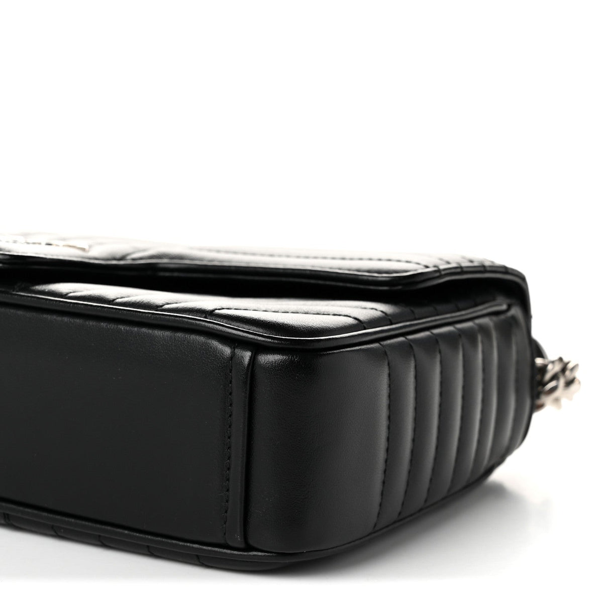 Soft Calfskin Impunture Diagramme Medium Chain Flap Shoulder Bag Black