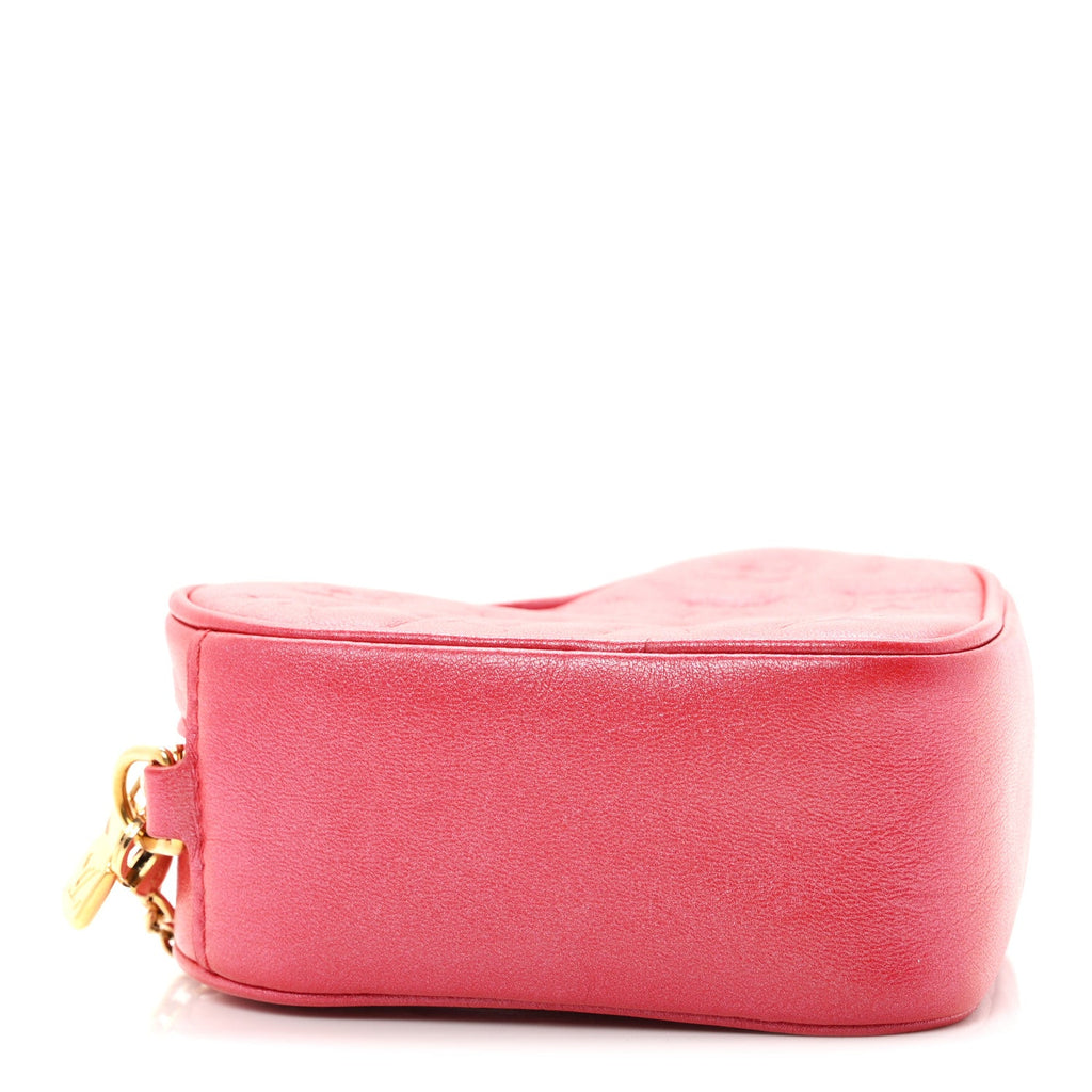 Lambskin Embossed Monogram Fall In Love Sac Coeur Heart Chain Bag Lipstick Red