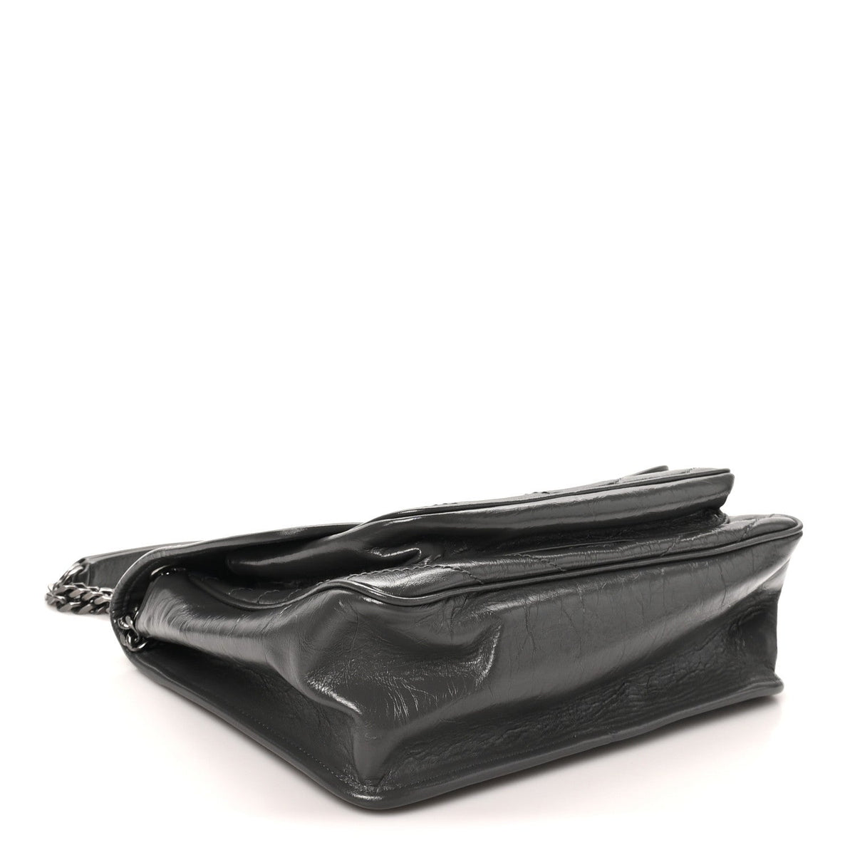 Crinkled Calfskin Matelasse Monogram Medium Niki Chain Satchel Thunder