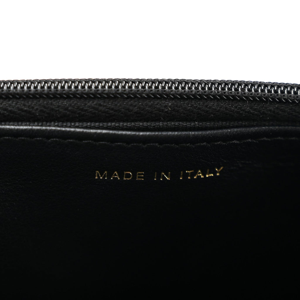 Shiny Caviar Quilted Pick Me Up Wallet On Chain WOC Black