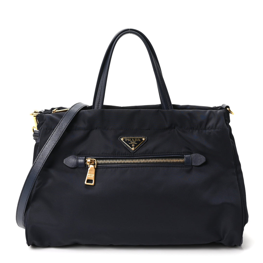 Tessuto Nylon Saffiano Vela Tote Bleu