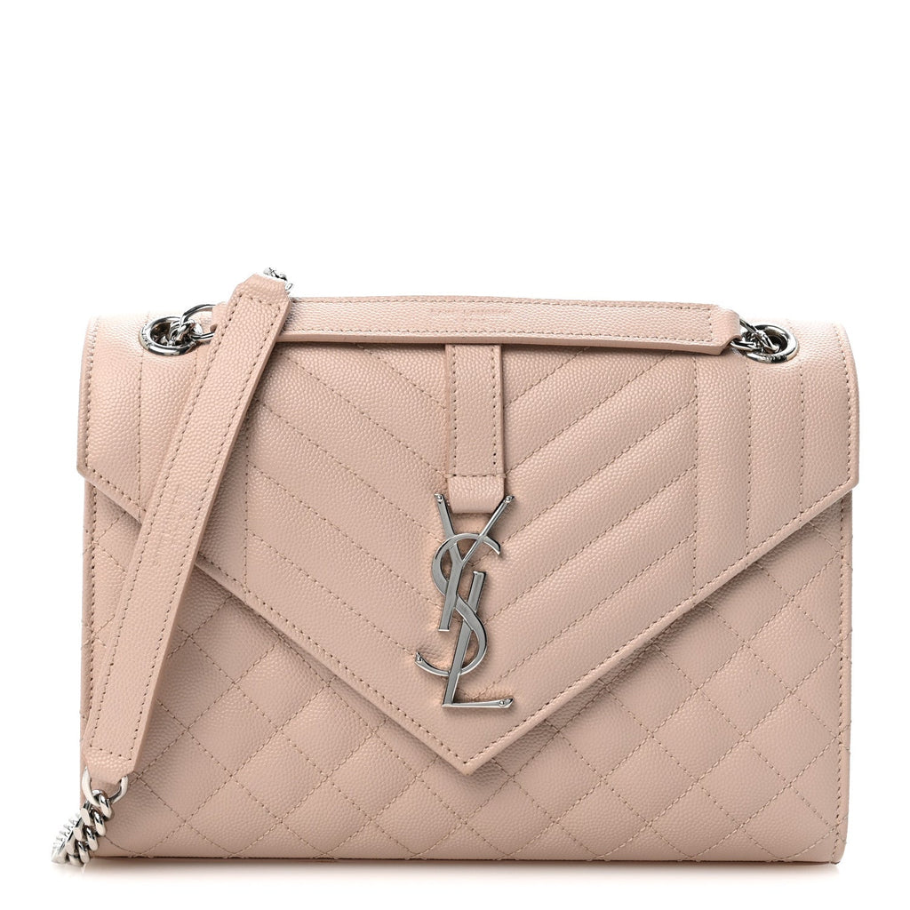 Grain De Poudre Textured Mixed Matelasse Medium Triquilt Monogram Satchel Marble Pink