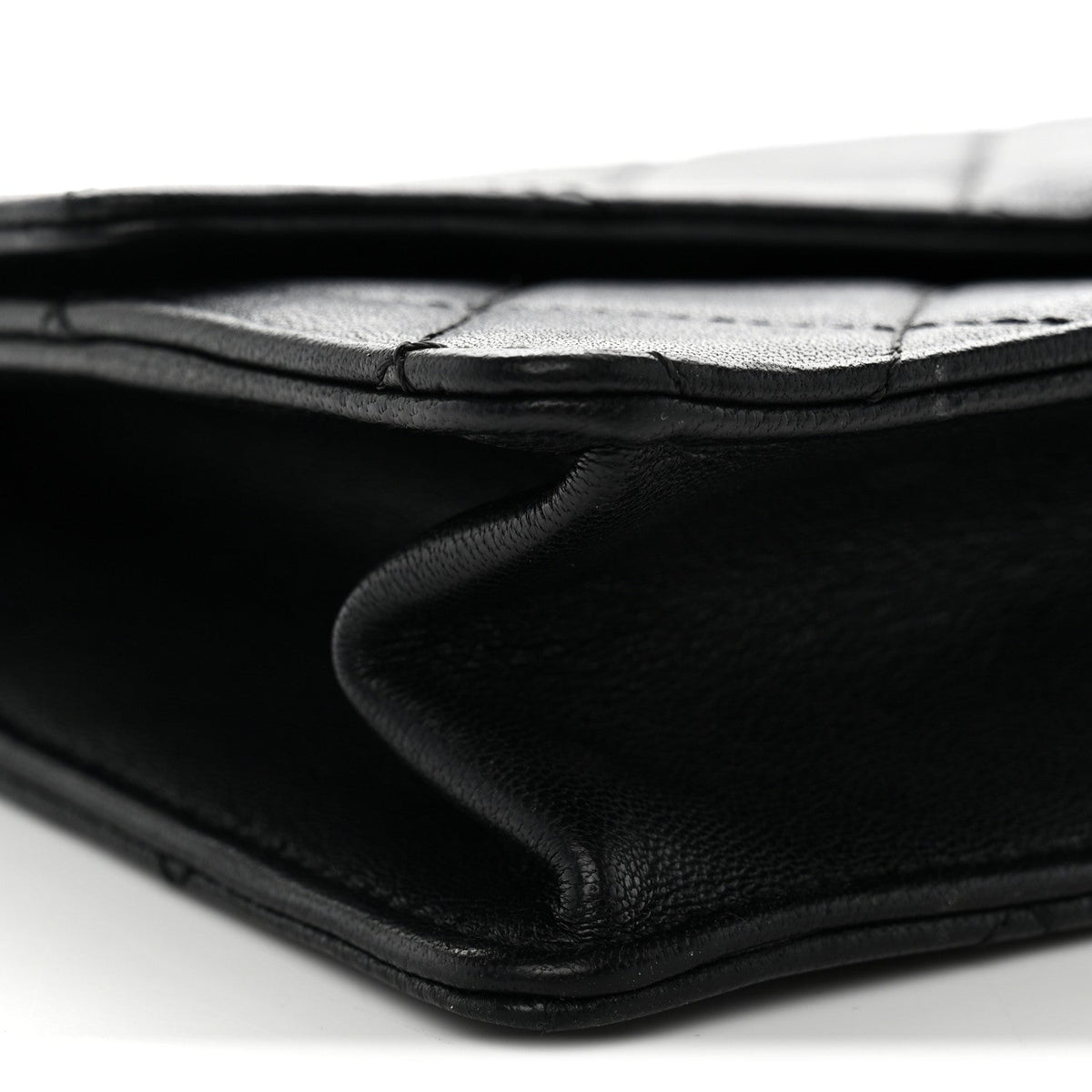 Lambskin Quilted Large Pearl Chain Flap Bag Black