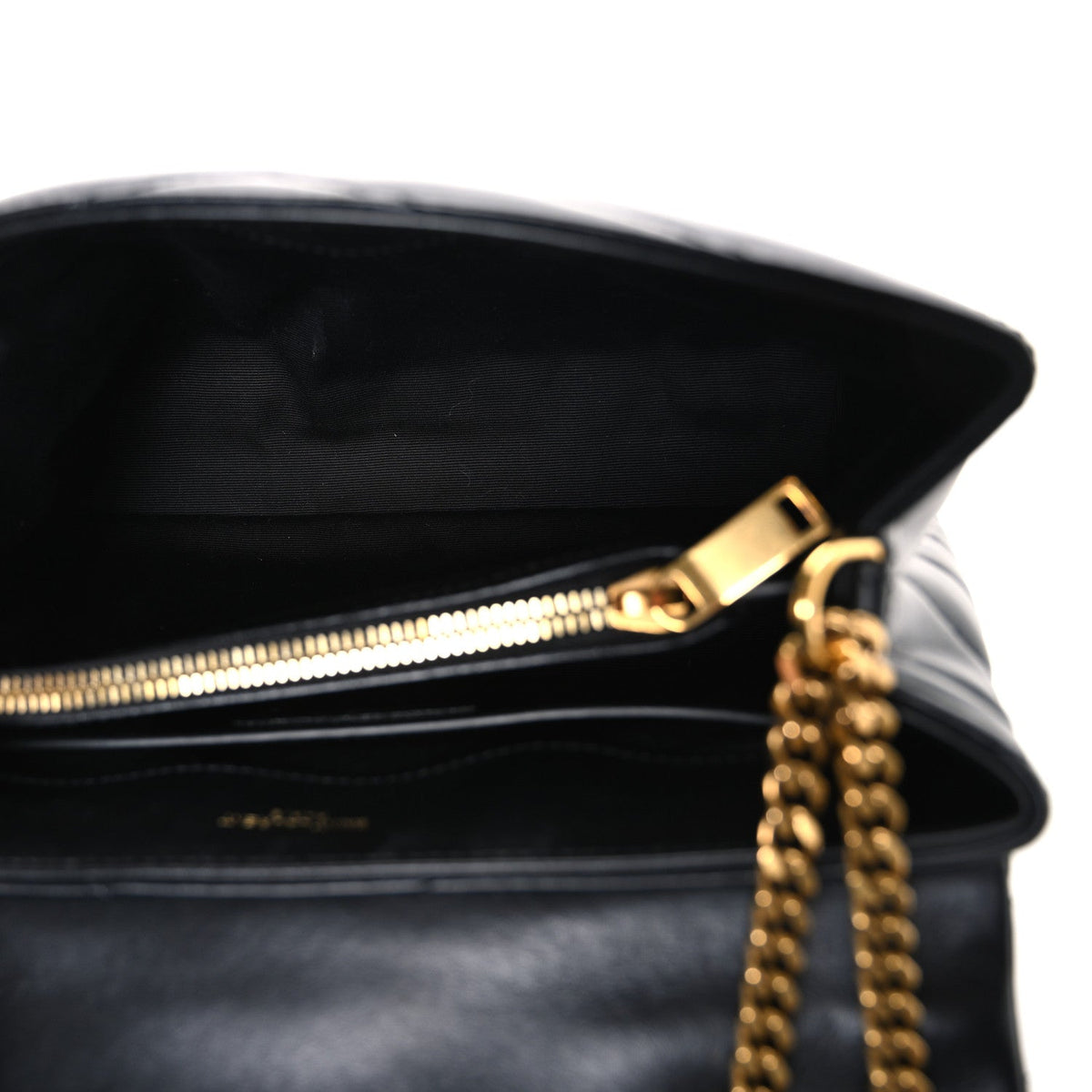 Calfskin Y Quilted Monogram Small Loulou Chain Satchel Black