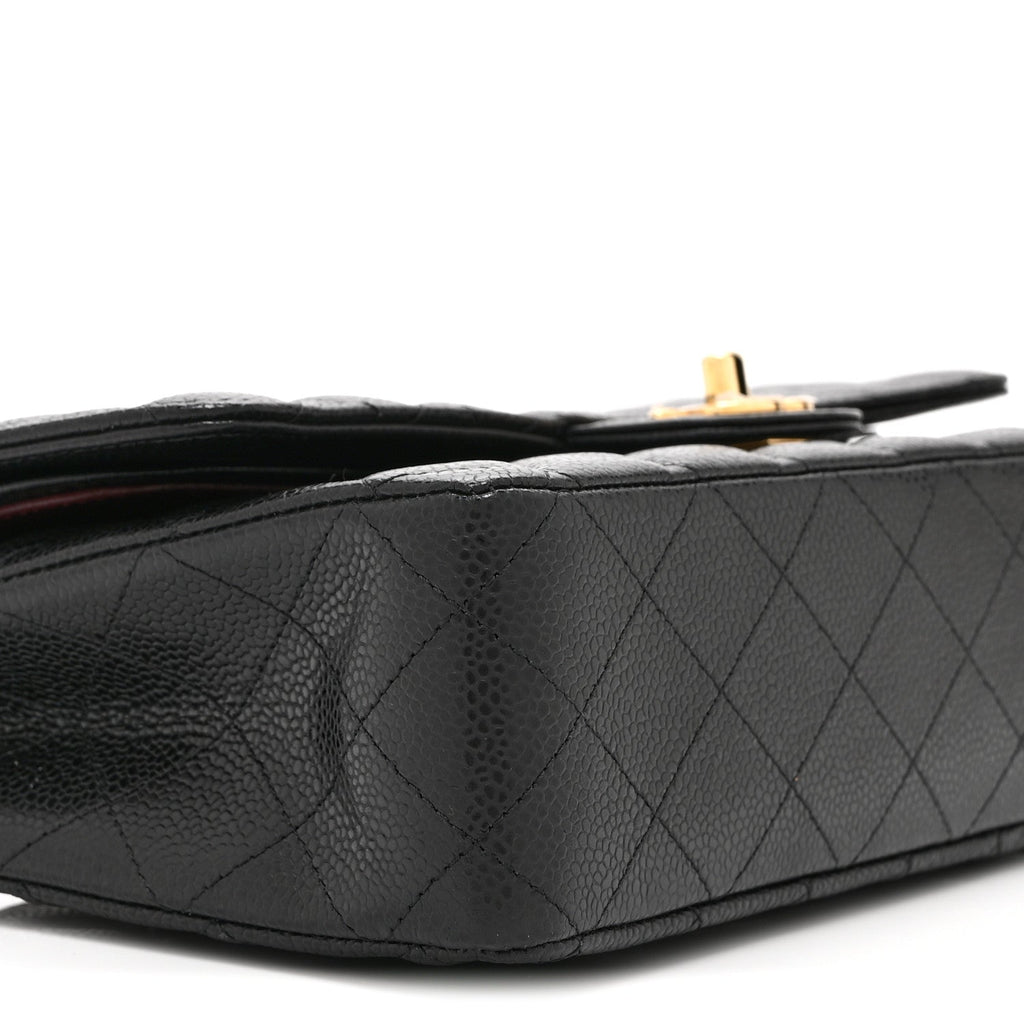 Caviar Quilted Medium Double Flap Black
