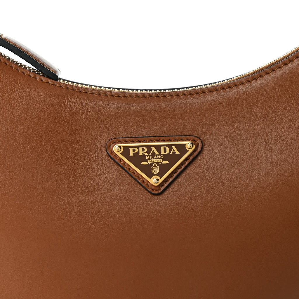 Soft Calfskin Arque Shoulder Bag Cognac