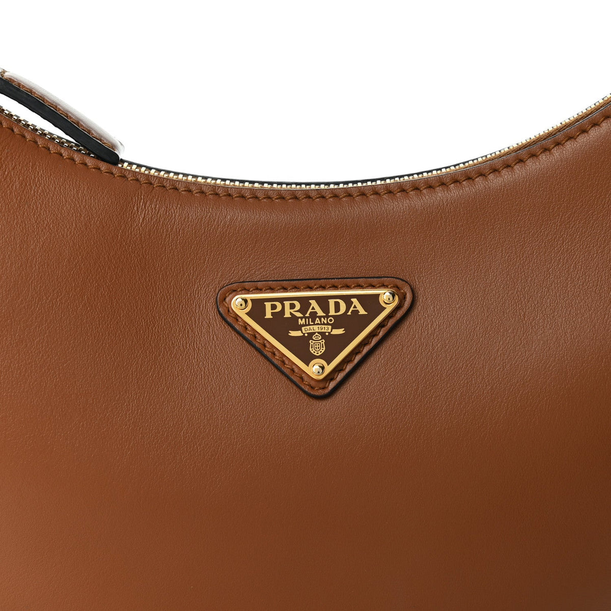 Soft Calfskin Arque Shoulder Bag Cognac