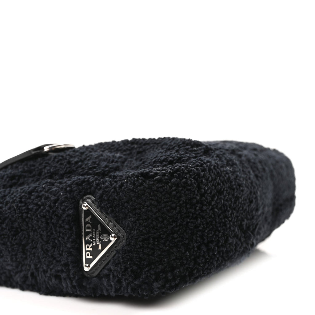 Terry Cloth Mini Re-Edition 2000 Bag Black White