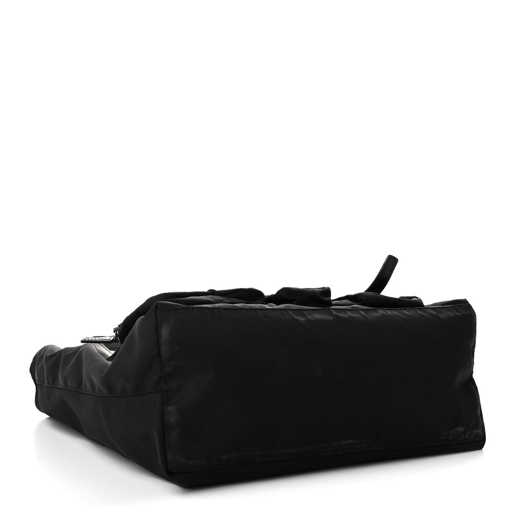 Nylon Front Pockets Tote Black