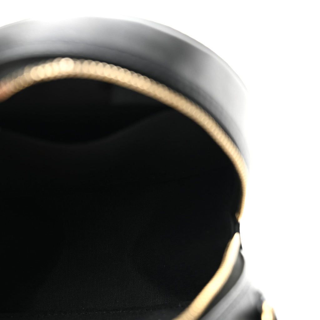 Lambskin Quilted Zirconium Round Clutch With Chain Black